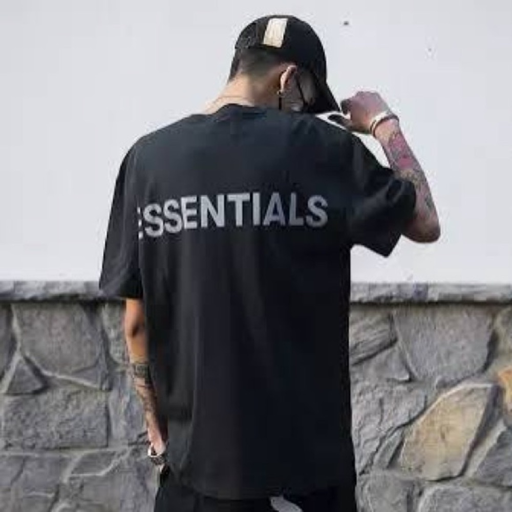 Essentials Fear of God Black Tee with White Text - Picture 3 of 3